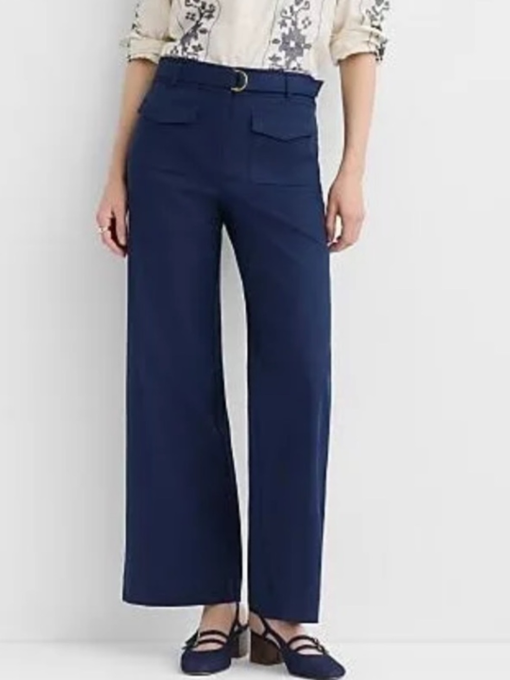 LOFT Navy High Rise The Palmer Wide Leg Pant